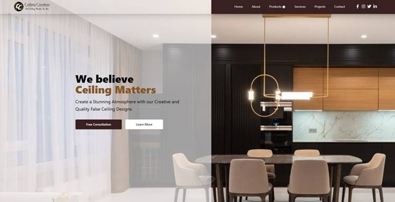 Ceiling Creation - Modern interior design website